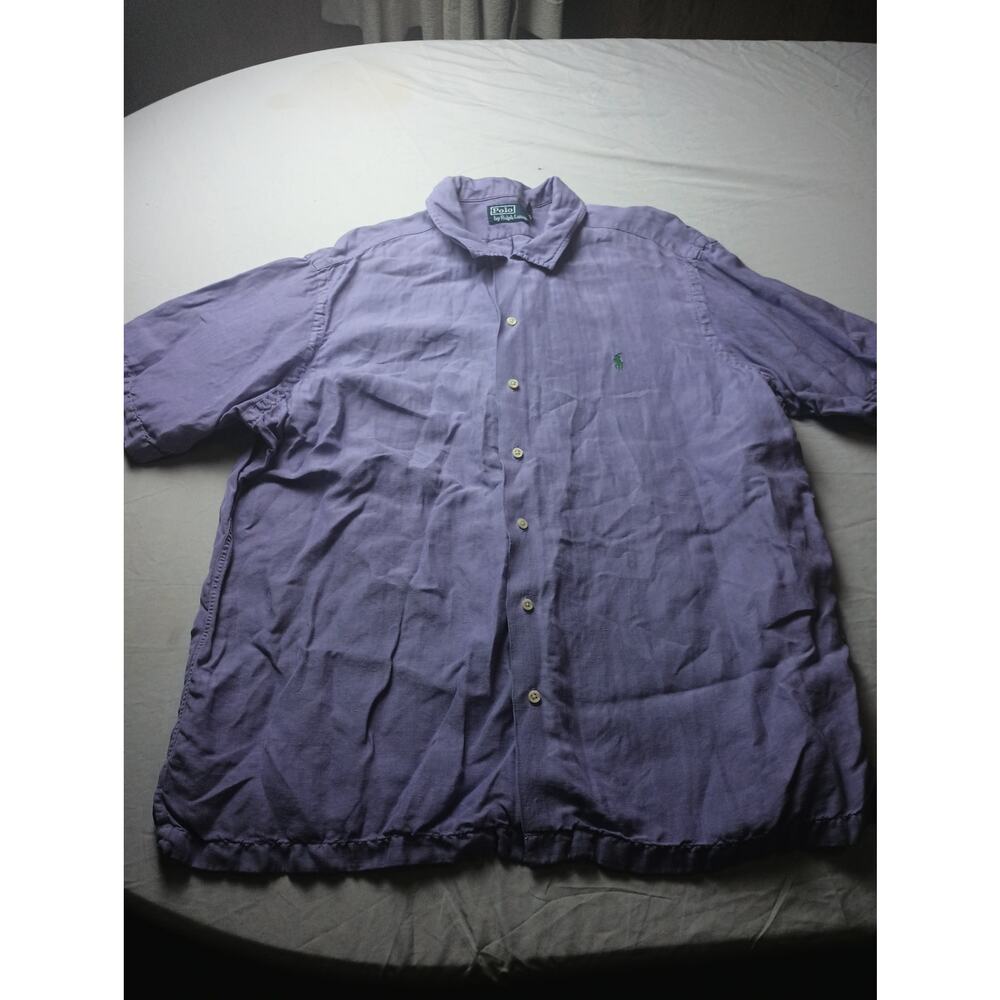POLO‎ Ralph Lauren RL Men’s LINEN SILK Button-Down Purple Dress Shirt Casual XXL